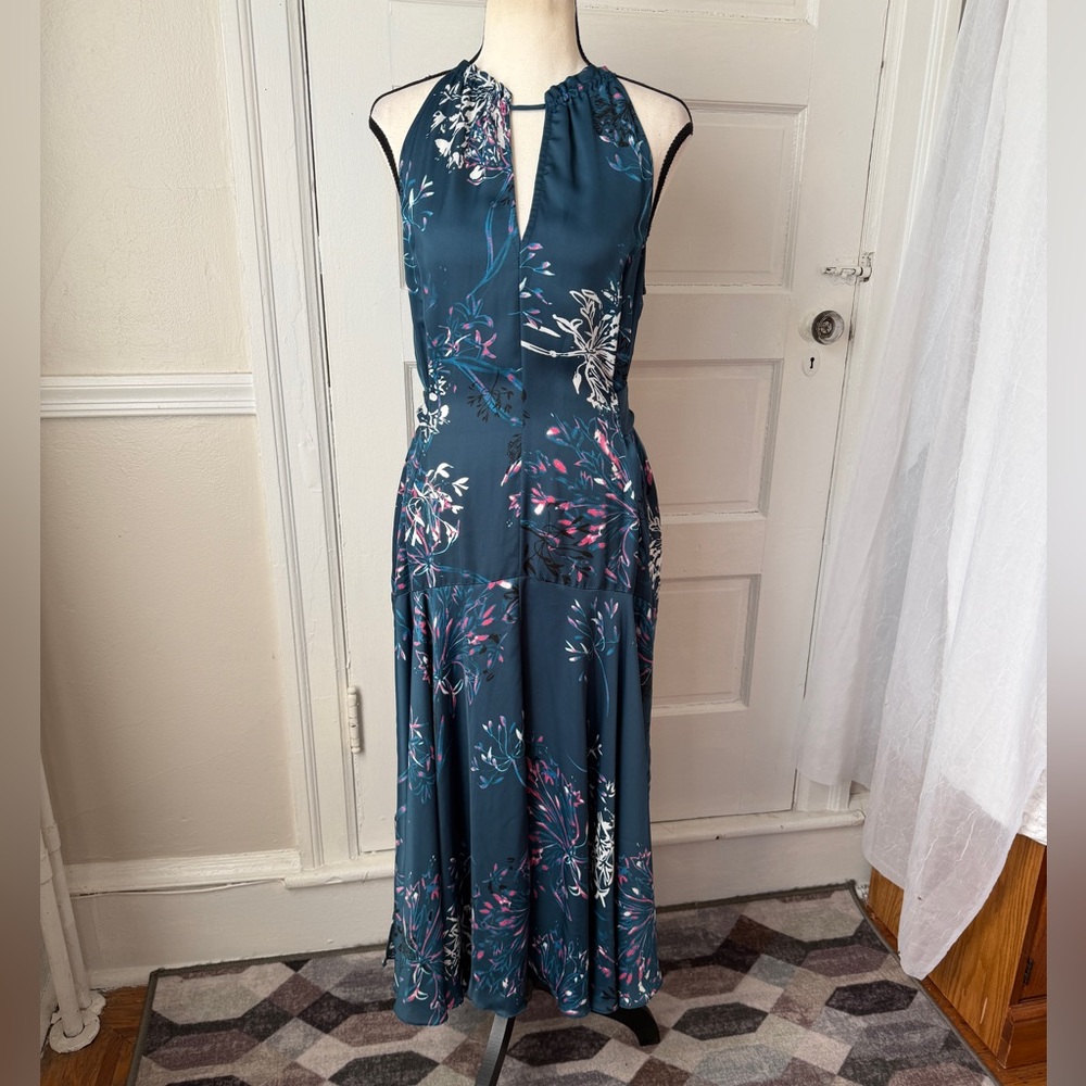 RACHEL Rachel Roy Claudette Floral Halter Dress Keyhole Neck Boho Feminine Party